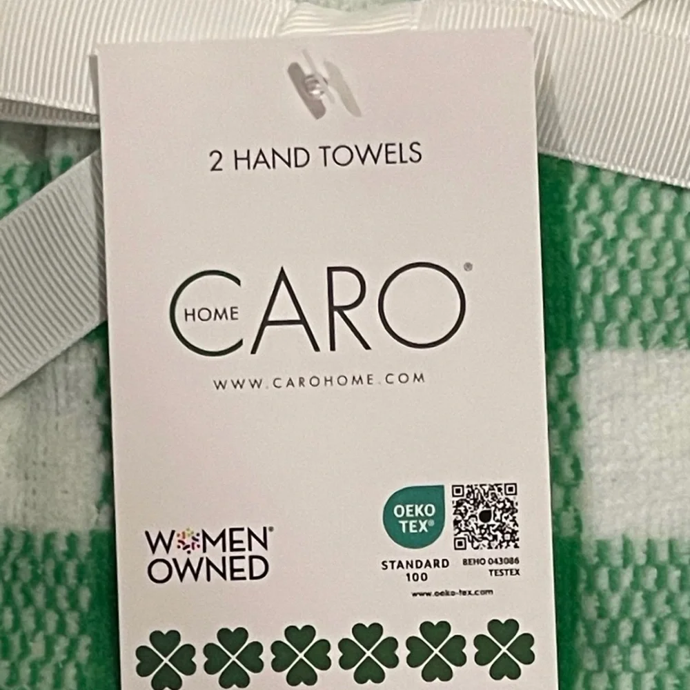 CARO HOME St Patricks Shamrock Hand Towels, Set of 2